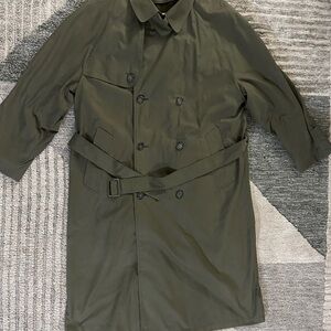 London Fog Men's Green Double-Breasted Trench Coat